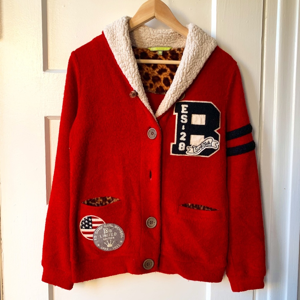 Red cardigan